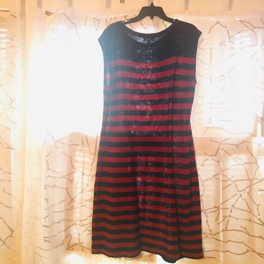 RALPH LAUREN MAROON & NAVY LINEN DRESS